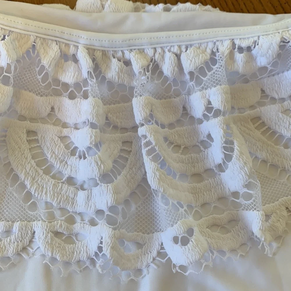 NWOT PILYQ | Lace Flutter One‎ Piece White Swimsuit  Size Medium